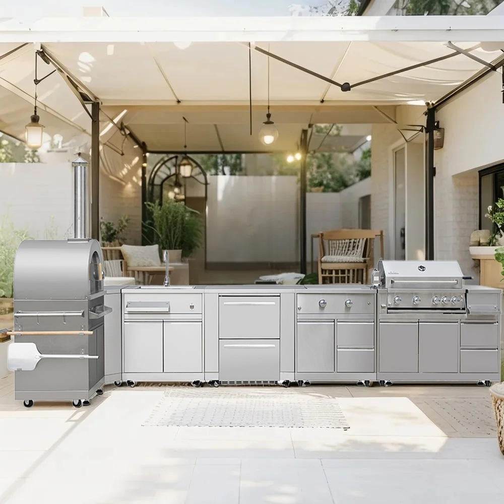 Custom Size Modular 304 Stainless Steel Outdoor Kitchen Appliances Antibacterial For Patio