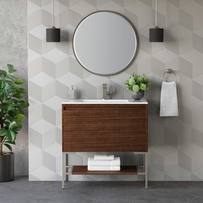 Floor Mounted 304 Stainless Steel Bathroom Vanity Cabinet Waterproof For Washrooms