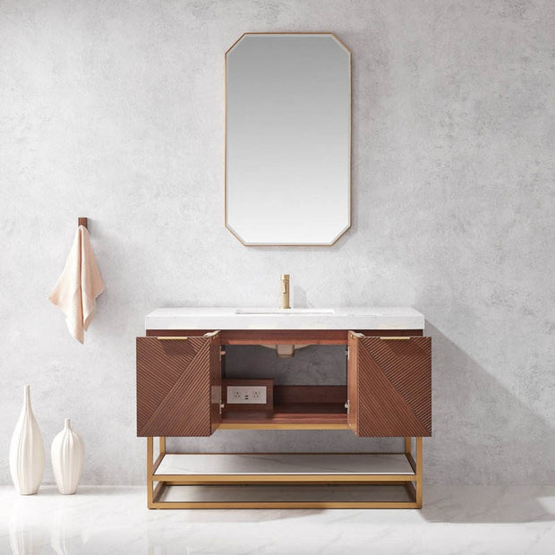 For Compact Bathroom Floor Mounted Stainless Steel Bathroom Vanity Cabinet Easy To Clean With Smart Mirror