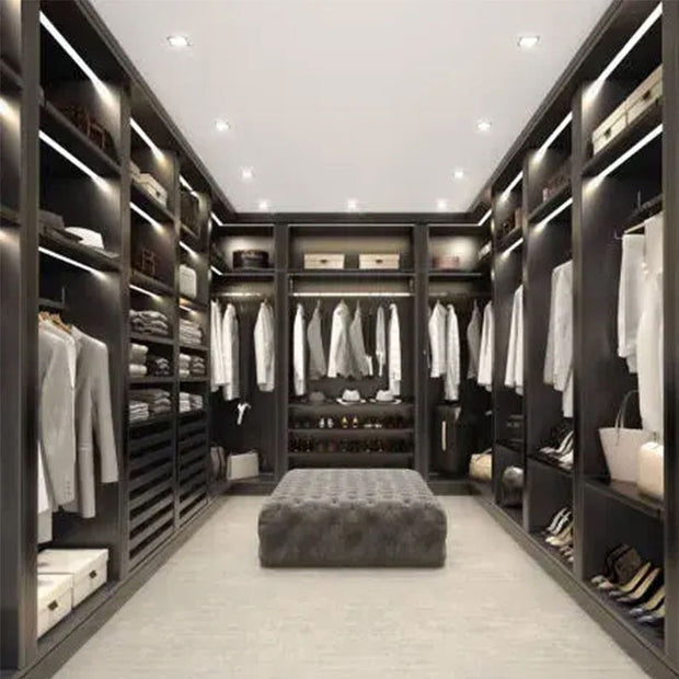 Stainless Steel Handles Walk-in Wardrobe For Villa Dressing Room