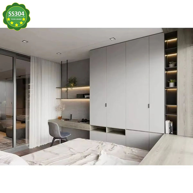 For Kids Room Built-in Stainless Steel Wardrobe With Height-adjustable Hanging Rail