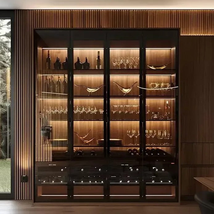 Slim Integration Design Stainless Steel Built-in Wine Cabinet For Basement