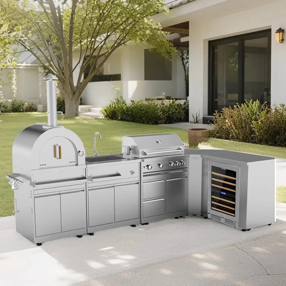 Modular Stylish 304 Stainless Steel Outdoor Kitchen Sink Cool Colors With Cupboard