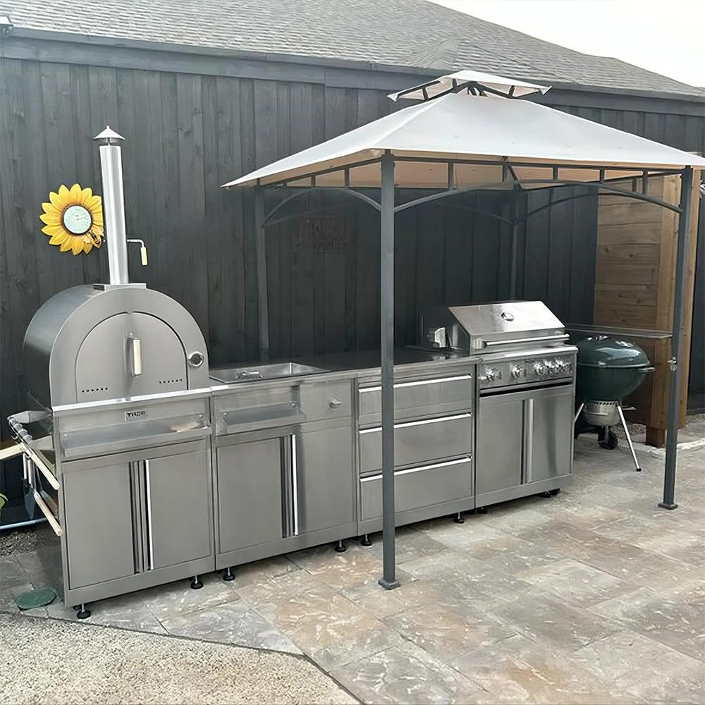 Modular Easy To Clean 304 Stainless Steel Outdoor Kitchen Moisture Resistant With Gas Grill