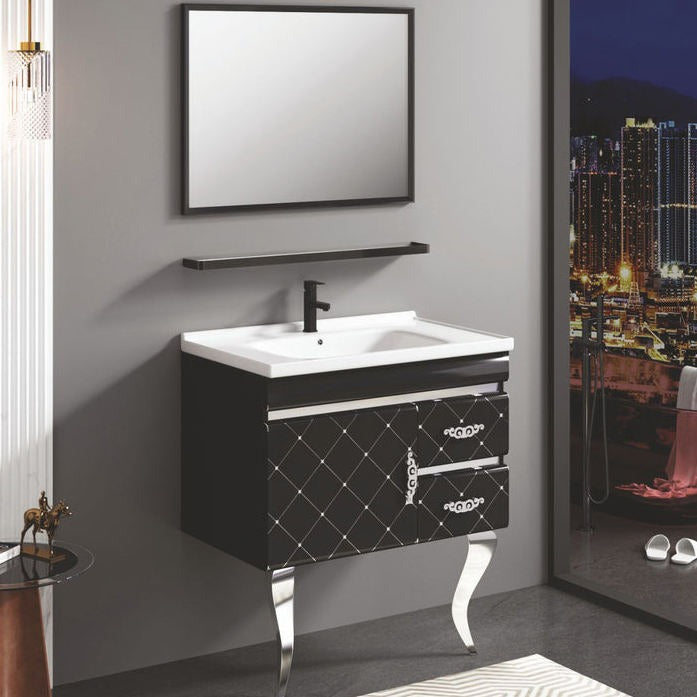 For Home Bathroom Floor Mounted Stainless Steel Bathroom Dressing Table Mildew Proof With Sink