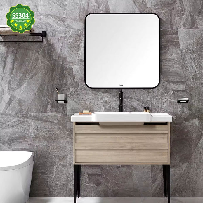 European Style Floor Mounted SS304 Stainless Steel Bathroom Vanity Corrosion Preventive Luxury For Small Bathrooms