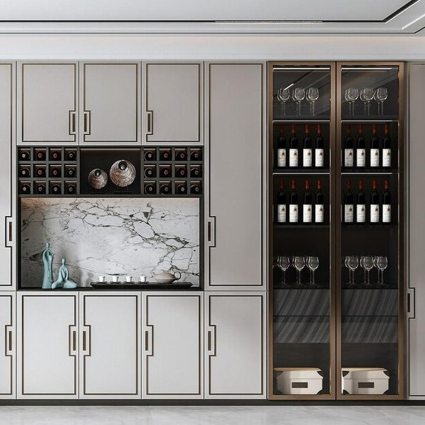 Flush Mount Design SS304 Stainless Steel Built-in Wine Rack For Villa With Adjustable Racks