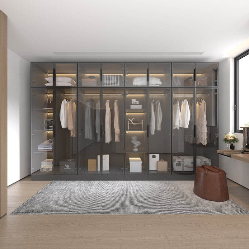 For Apartment Built-in Stainless Steel Wardrobe With Dust-proof Edge And Shelves