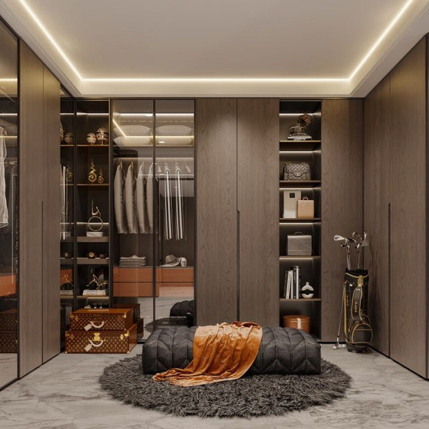 Zone Storage Clothes Shoes Accessories Walk-in Stainless Steel Wardrobe Cabinet For Villa Dressing Room