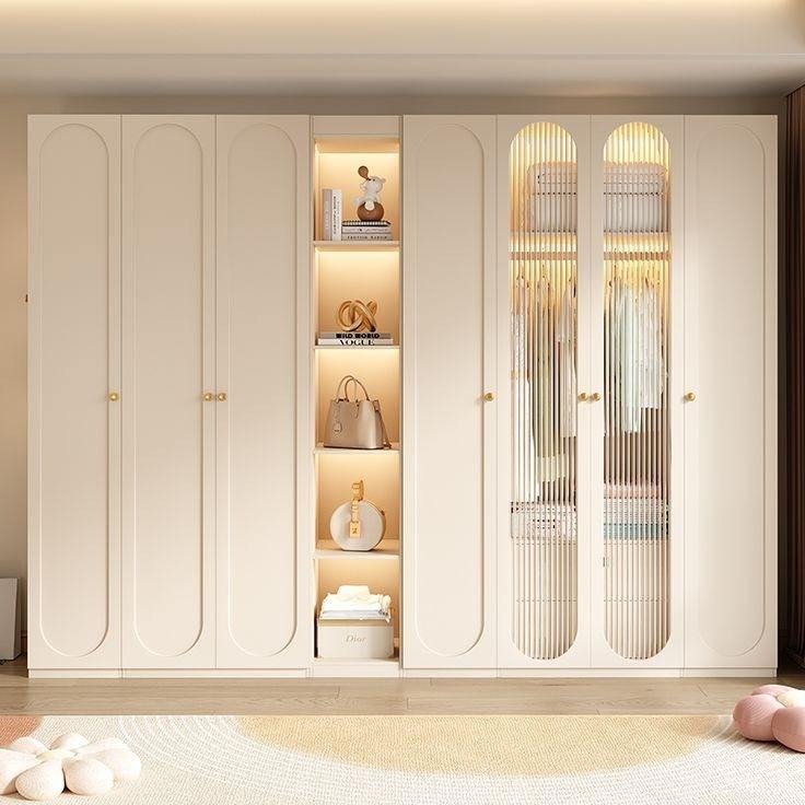 LED Display Lights Built-in Stainless Steel Wardrobe Cabinet For Master Room