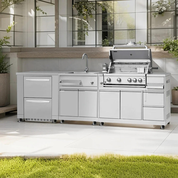 For Outside Modular Stainless Steel Outdoor Kitchen Antirust With Outdoor Grill