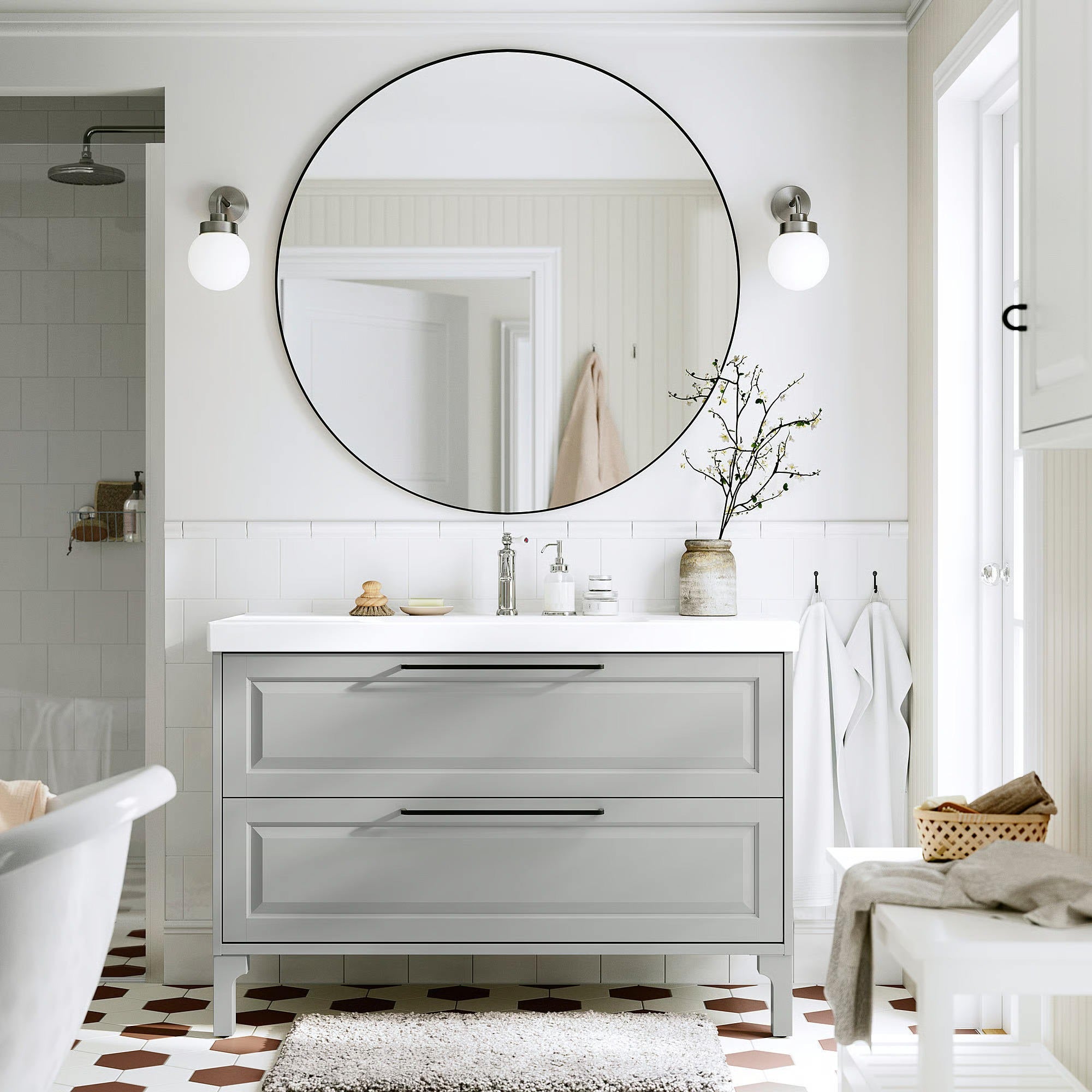 Fireproof Floor Mounted SS304 Stainless Steel Bathroom Vanity Cabinet With Storage Rack For Home Bathroom