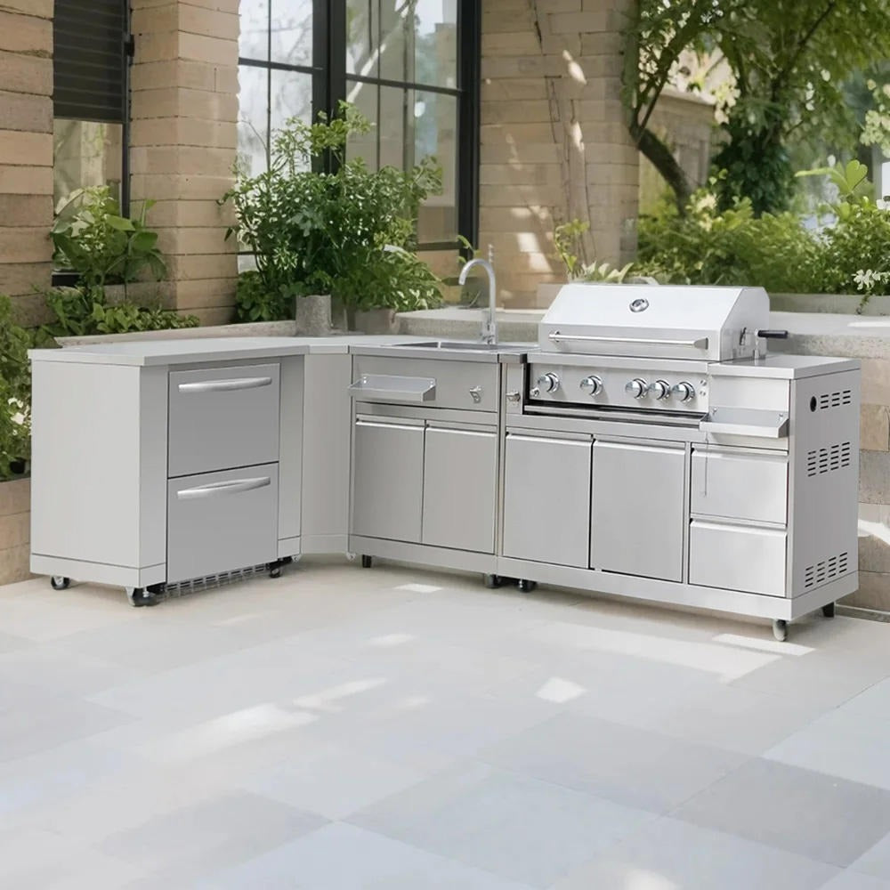 For Backyard Modular Stainless Steel Outdoor Garden Kitchen Zero Formaldehyde With Bbq Grill