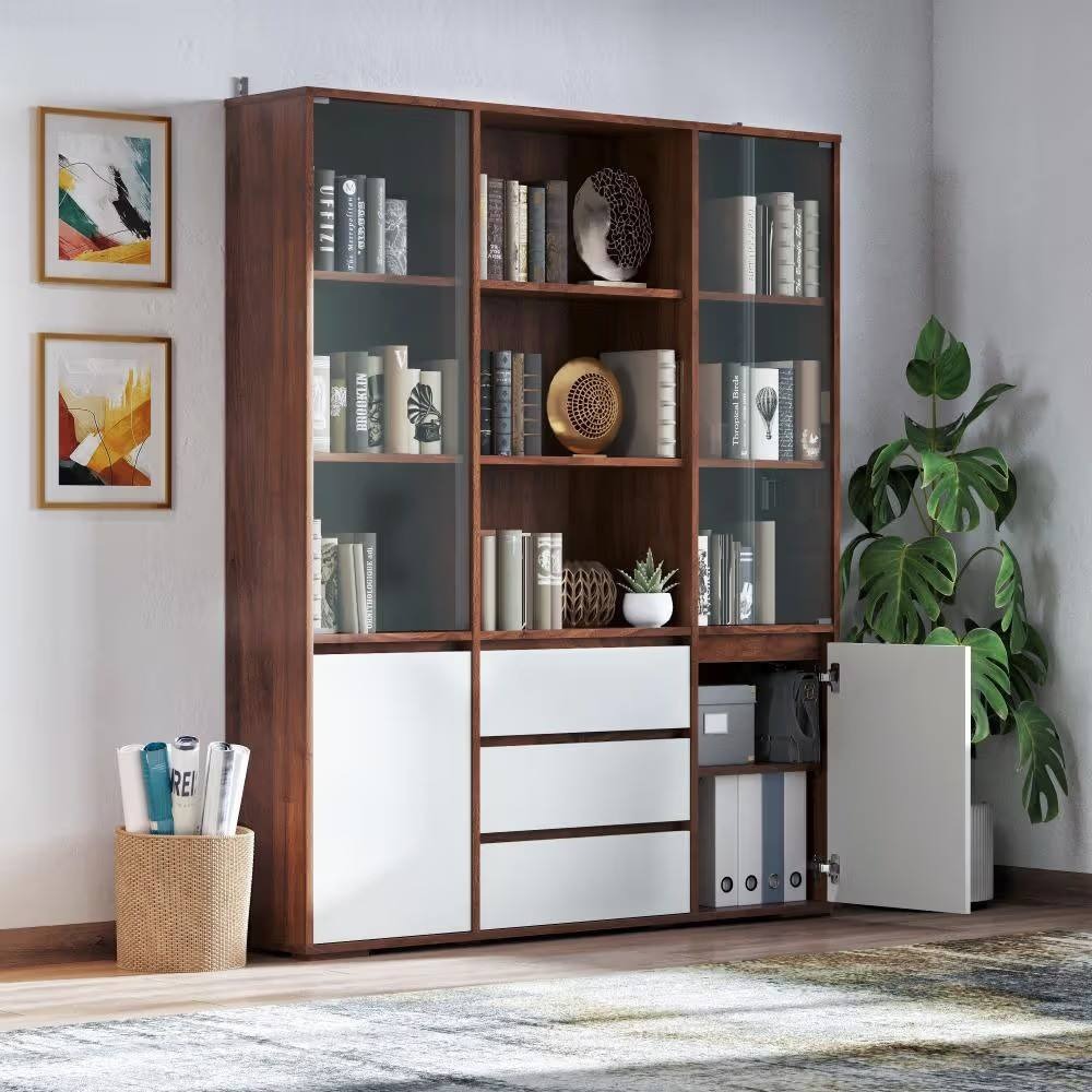 Freestanding Stainless Steel Bookshelf With Book Stop Rails For Sloped Ceiling Study