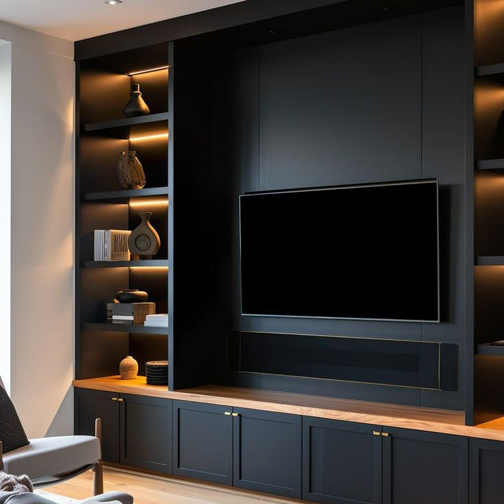 Family Room Multi-layer Shelves Stainless Steel TV Cabinet Built-In