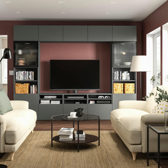 For Living Room Comprehensive Media Storage Stainless Steel TV Cabinet Built-In