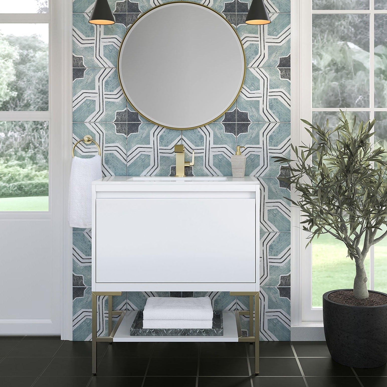 Corrosion Preventive Floor Mounted SS304 Stainless Steel Bathroom Dressing Table Antibacterial For Home Bathroom