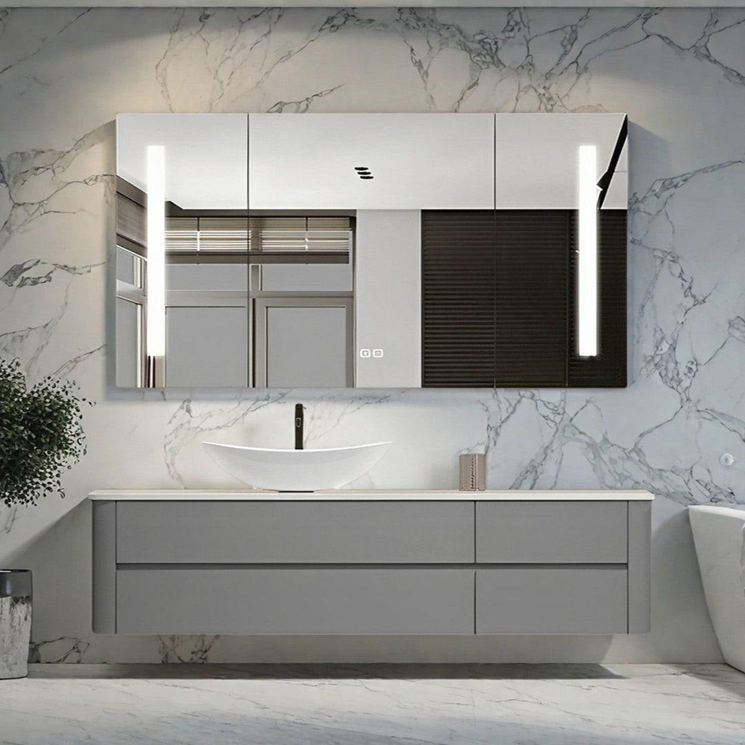 Modern Customizable Floor Mounted SS304 Stainless Steel Bathroom Dressing Table Antibacterial With Sink For Washrooms