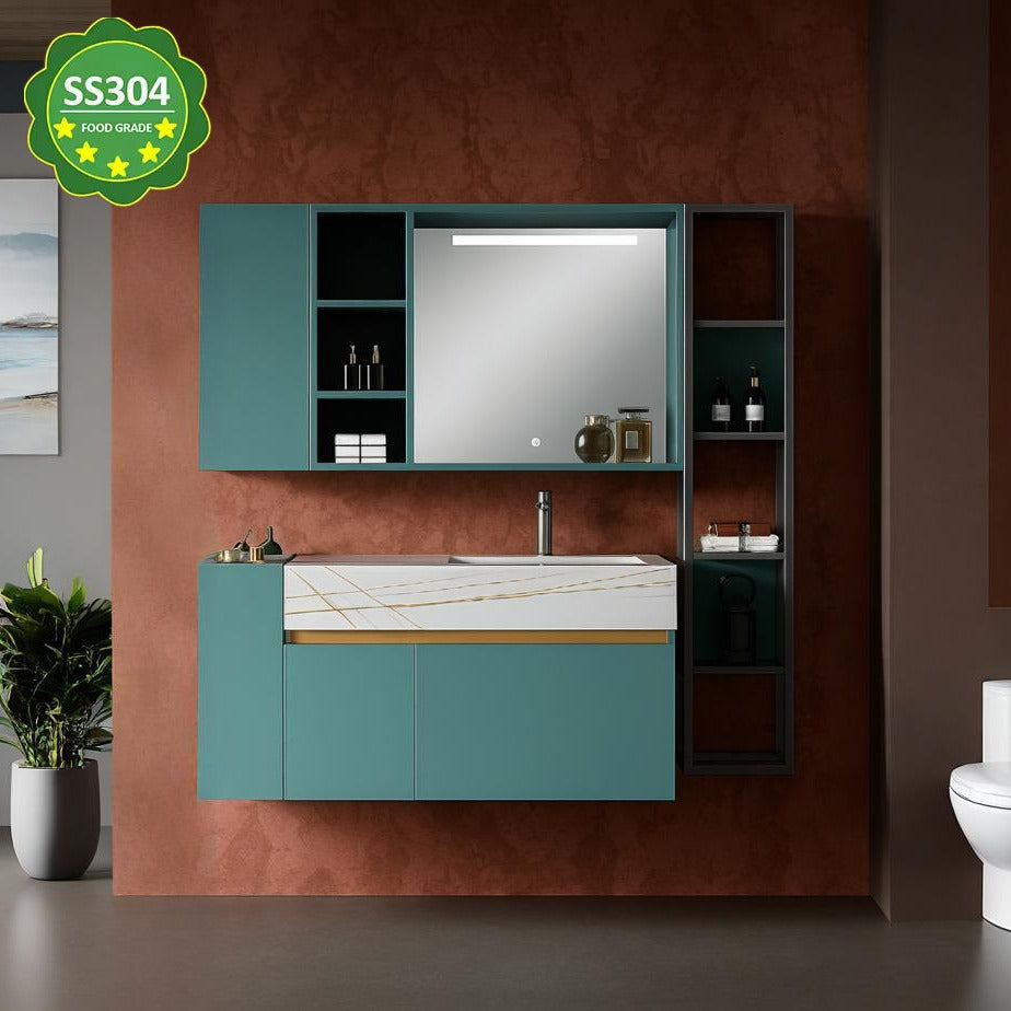 Corrosion Preventive Wall Hung SS304 Stainless Steel Bathroom Dressing Table Antibacterial For Home Bathroom