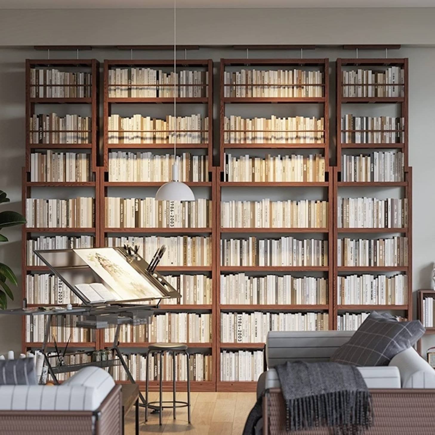 Reinforced-frame Freestanding Stainless Steel Bookshelf With Large Book Capacity For Home Library
