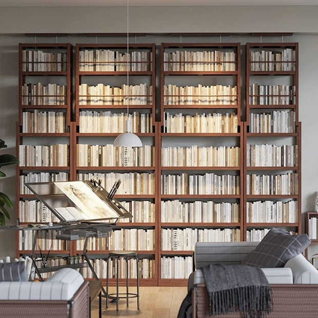 Reinforced-frame Freestanding Stainless Steel Bookshelf With Large Book Capacity For Home Library