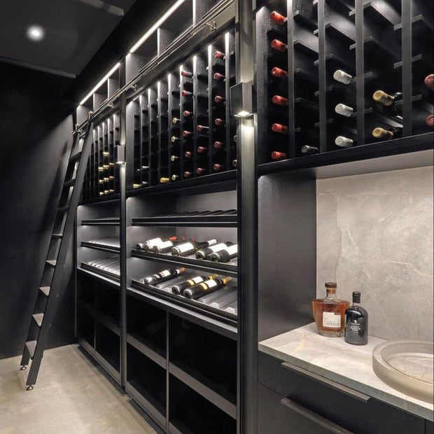 Custom Shelf Height SS304 Stainless Steel Wine Cellar Wine Rack For Restaurant With LED Light