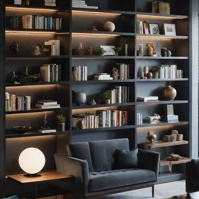 Custom Length Built-in 304 Stainless Steel Bookshelf For Living Room Wall