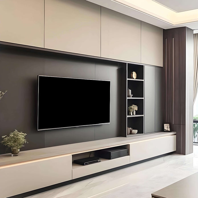 Living Room Decorative Frame Stainless Steel TV Cabinet Built-In