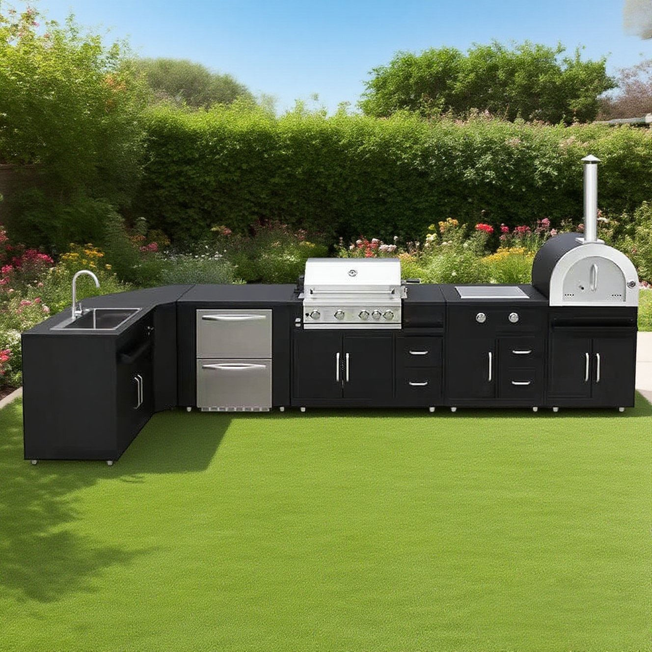 Corrosion Preventive Modular SS304 Stainless Steel Outdoor Kitchen Grill For Outside