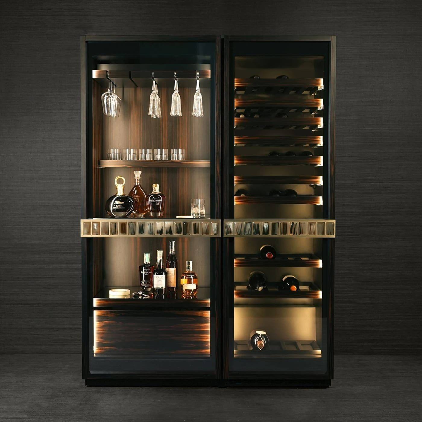 Digital Humidity Display 304 Stainless Steel Freestanding Wine Cabinet For Home Bar