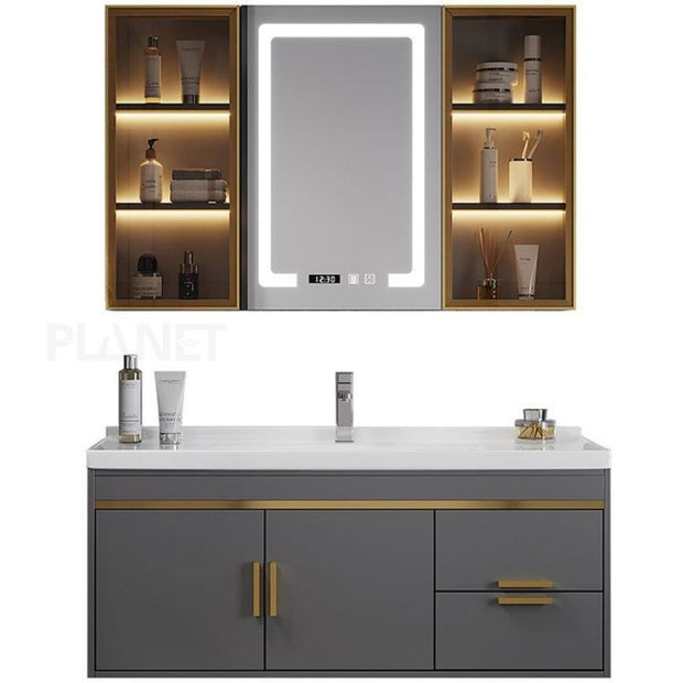 For Guest Bathroom Floor Mounted SS304 Stainless Steel Bathroom Cabinet Environmental Protection With Medicine Cabinet