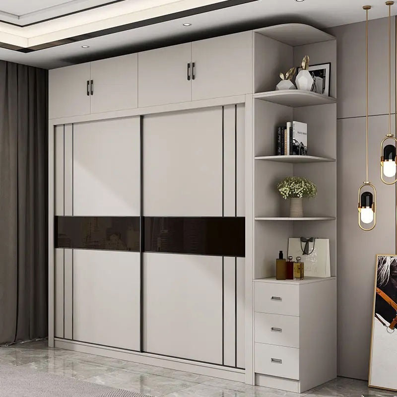 Side Cabinet Extension Combination Stainless Steel Wardrobe For Villa Bedroom