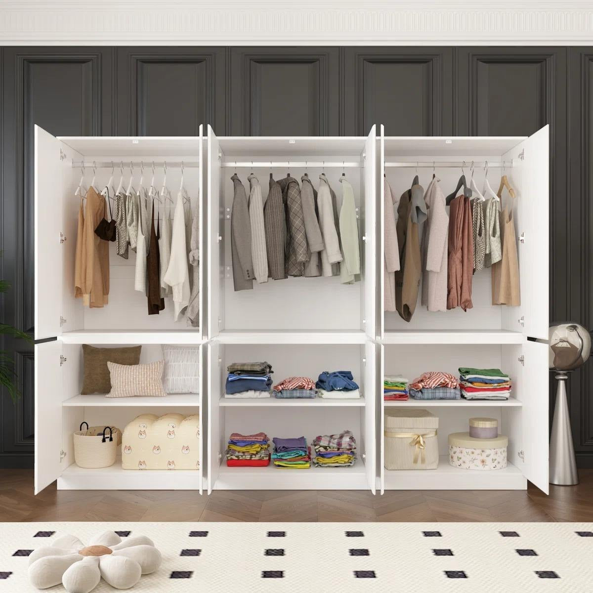 Glass Door And Stainless Steel Body Combination Wardrobe For Master Bedroom