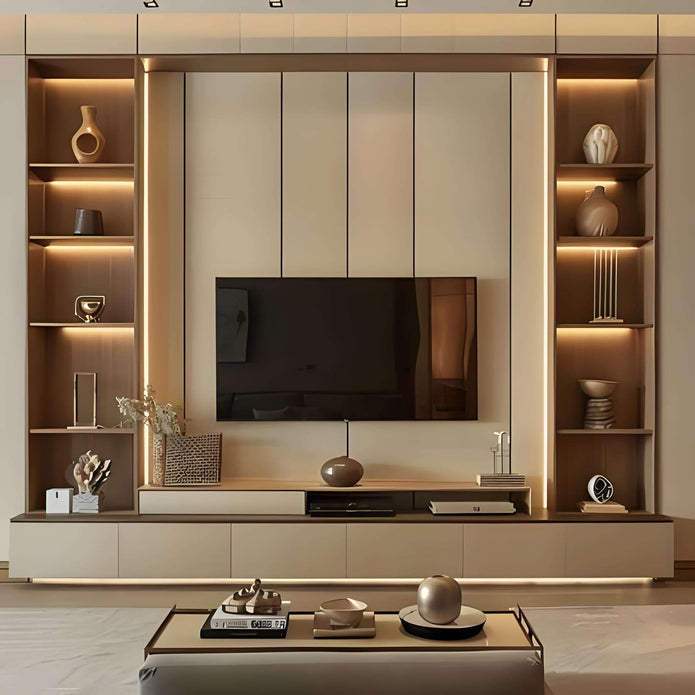 Soft-close Drawers SS304 Stainless Steel TV Cabinet Wall Mounted For Family Room