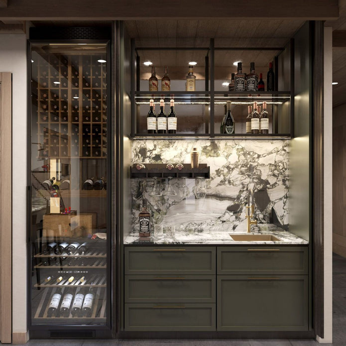 LED Light SS304 Stainless Steel Built-in Wine Rack For Basement With Custom Shelf Height