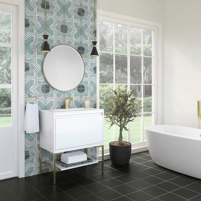 For Guest Bathroom Floor Mounted Stainless Steel Bathroom Vanity Moisture Resistant With Smart Mirror