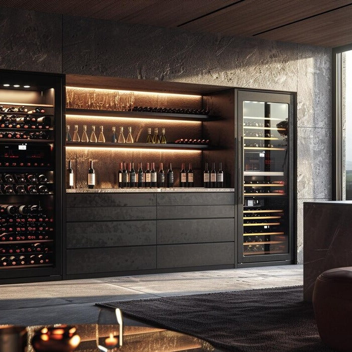 Lockable Door SS304 Stainless Steel Freestanding Wine Rack For Apartment With Bottle Guides
