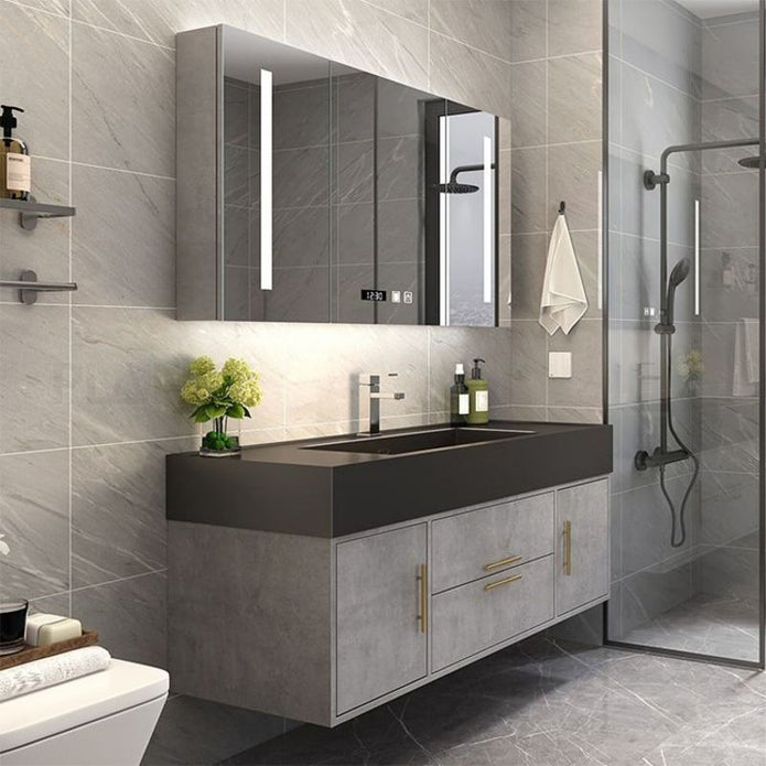 Mildew Proof Wall Hung SS304 Stainless Steel Bathroom Vanity With Medicine Cabinet For Washrooms