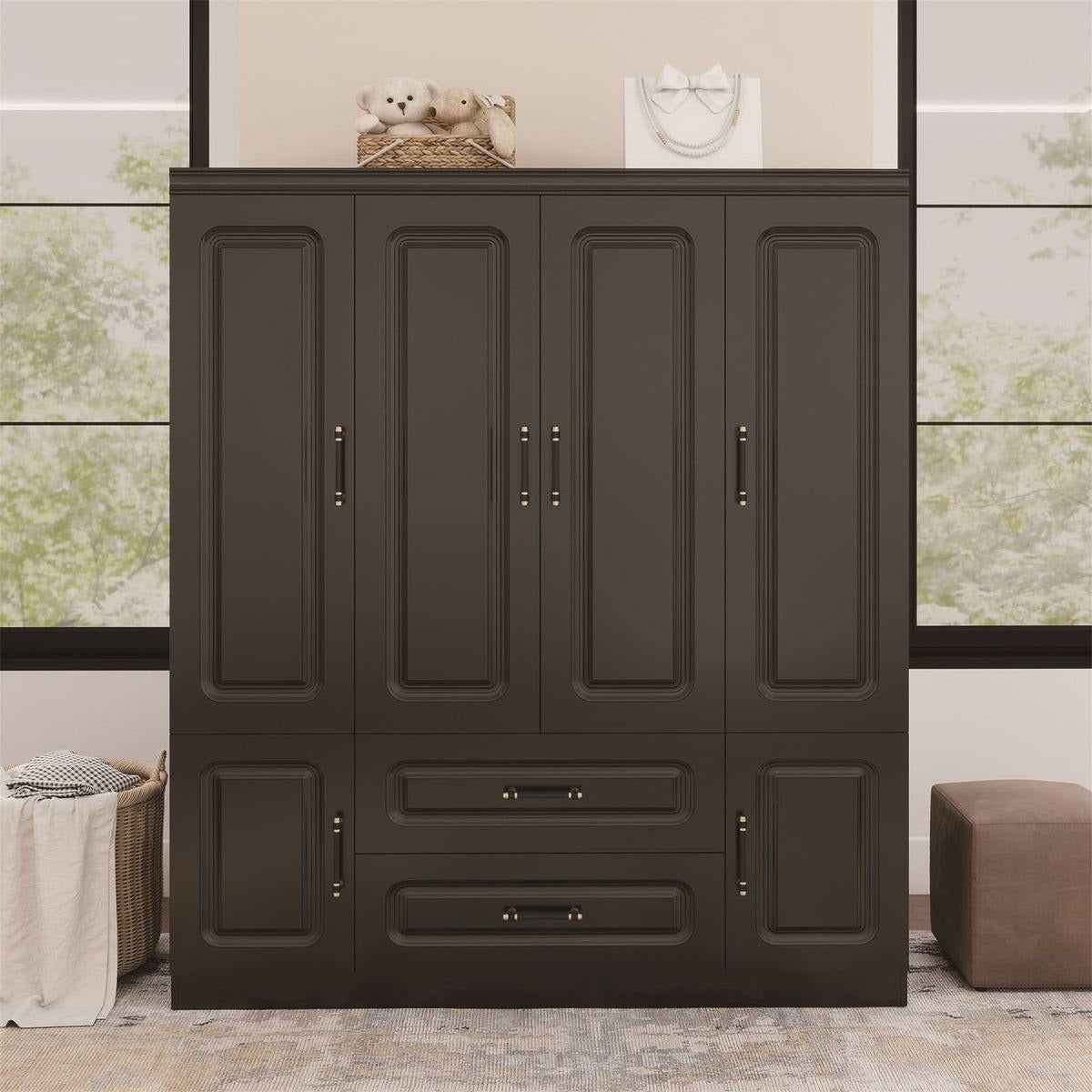 Multi-layer Shelves Freestanding Stainless Steel Wardrobe Cabinet For Guest Room