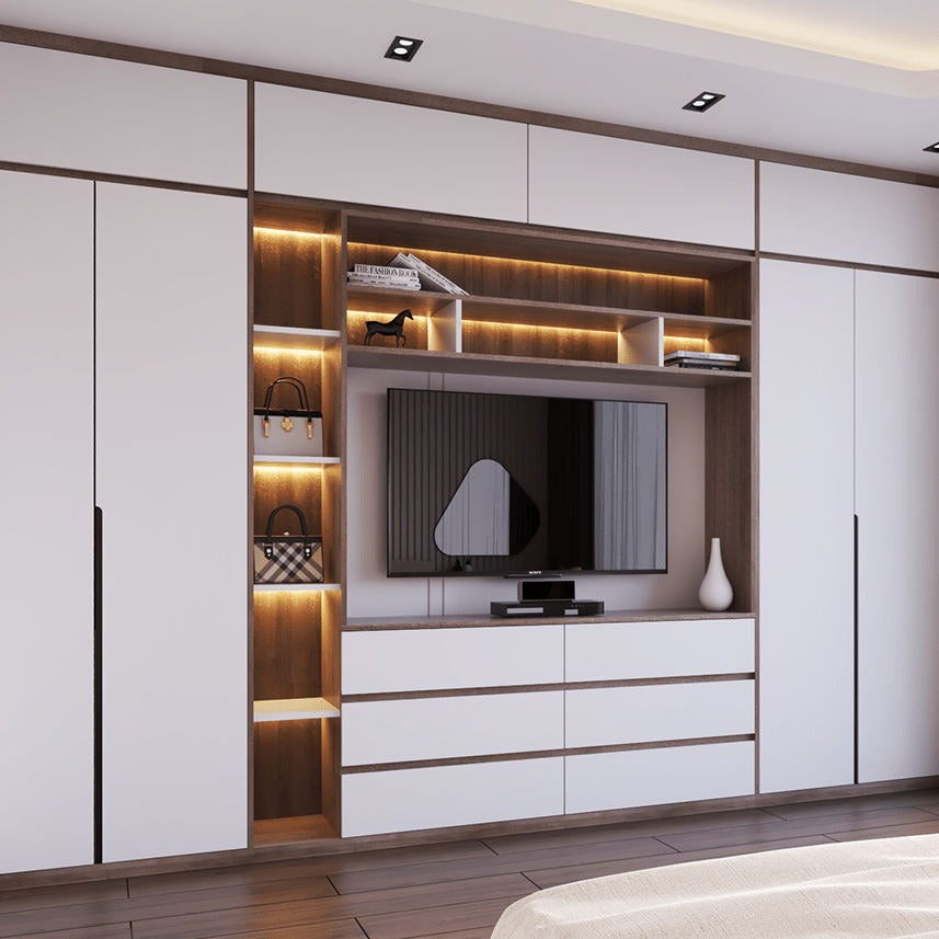 For Family Room Decorative Frame Stainless Steel TV Cabinet Wall Mounted