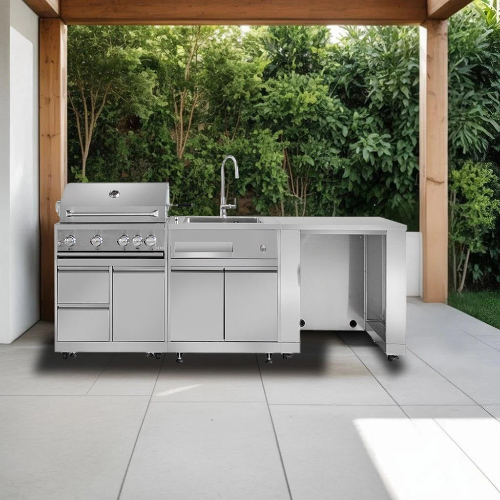 European Style Modular SS304 Stainless Steel Outdoor Kitchen BBQ Island Corrosion Preventive