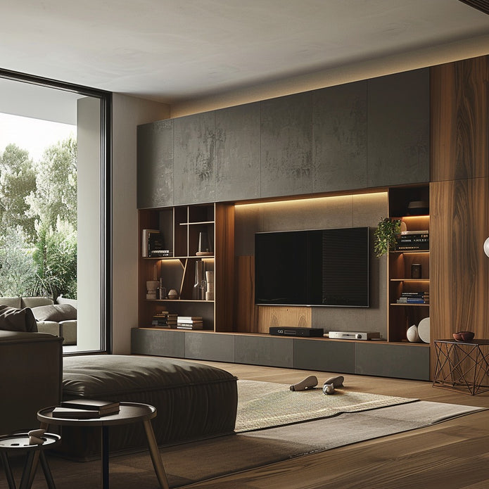 Living Room Large Drawer SS304 Stainless Steel TV Cabinet Wall Mounted