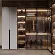 LED Light Inside Built-in Stainless Steel Wardrobe For Master Bedroom With Hanging Rods