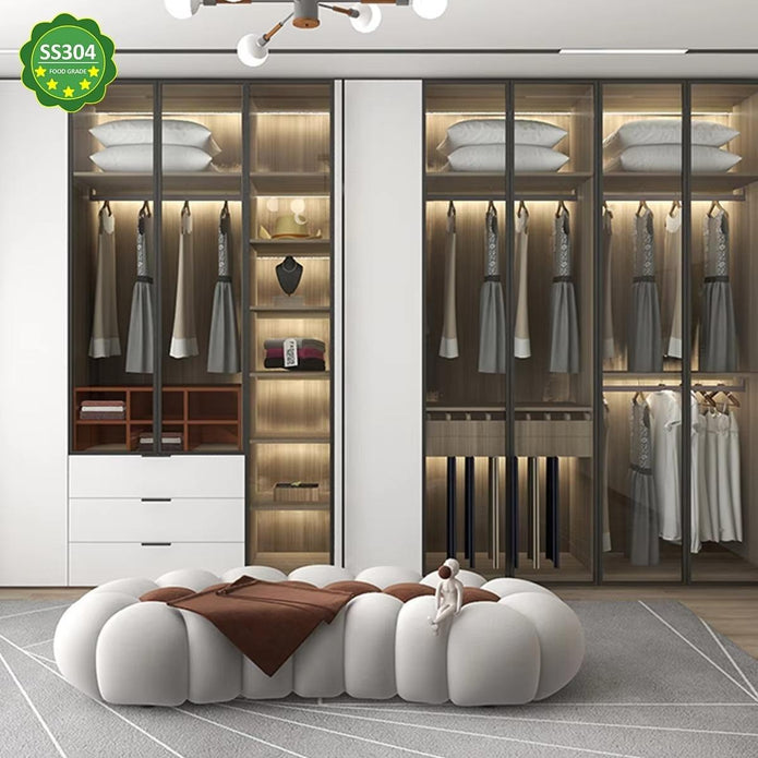 Drawer Organizer Built-in Stainless Steel Wardrobe Cabinet For Guest Room With Tie Rack