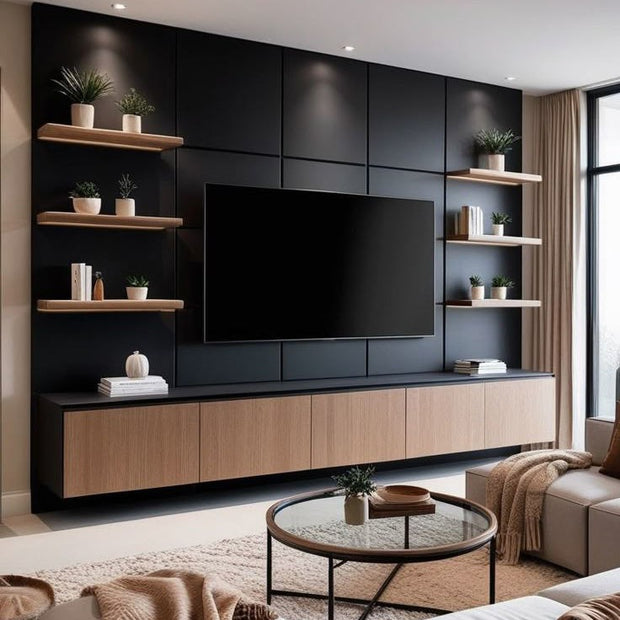 304 Stainless Steel TV Cabinet Wall Mounted With Remote Tray For Living Room