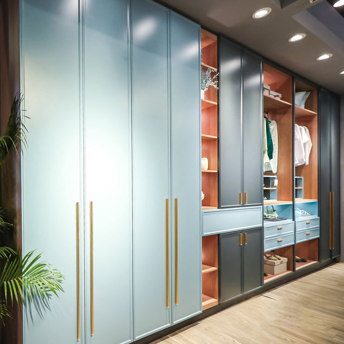 Glass Doors Built-in Stainless Steel Wardrobe For Villa Bedroom