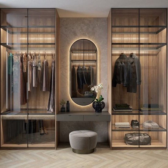 Soft Close Drawers Built-in Stainless Steel Wardrobe For Guest Bedroom