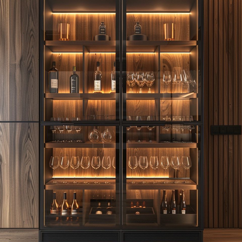 Dual Fan Circulation 304 Stainless Steel Freestanding Wine Cabinet For Dining Room