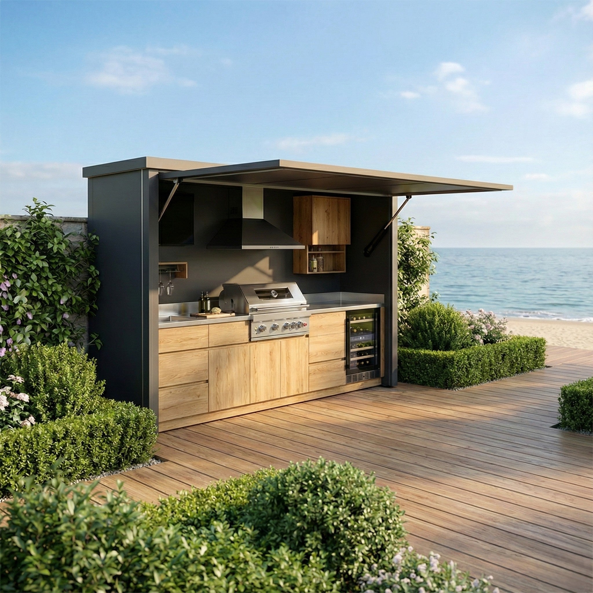 Custom All Weather SS304 Stainless Steel Outdoor Kitchen Shed With Anti Rust Protection