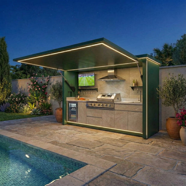 European Style Stainless Steel Outdoor Kitchen With Electric Door Shed Corrosion Preventive